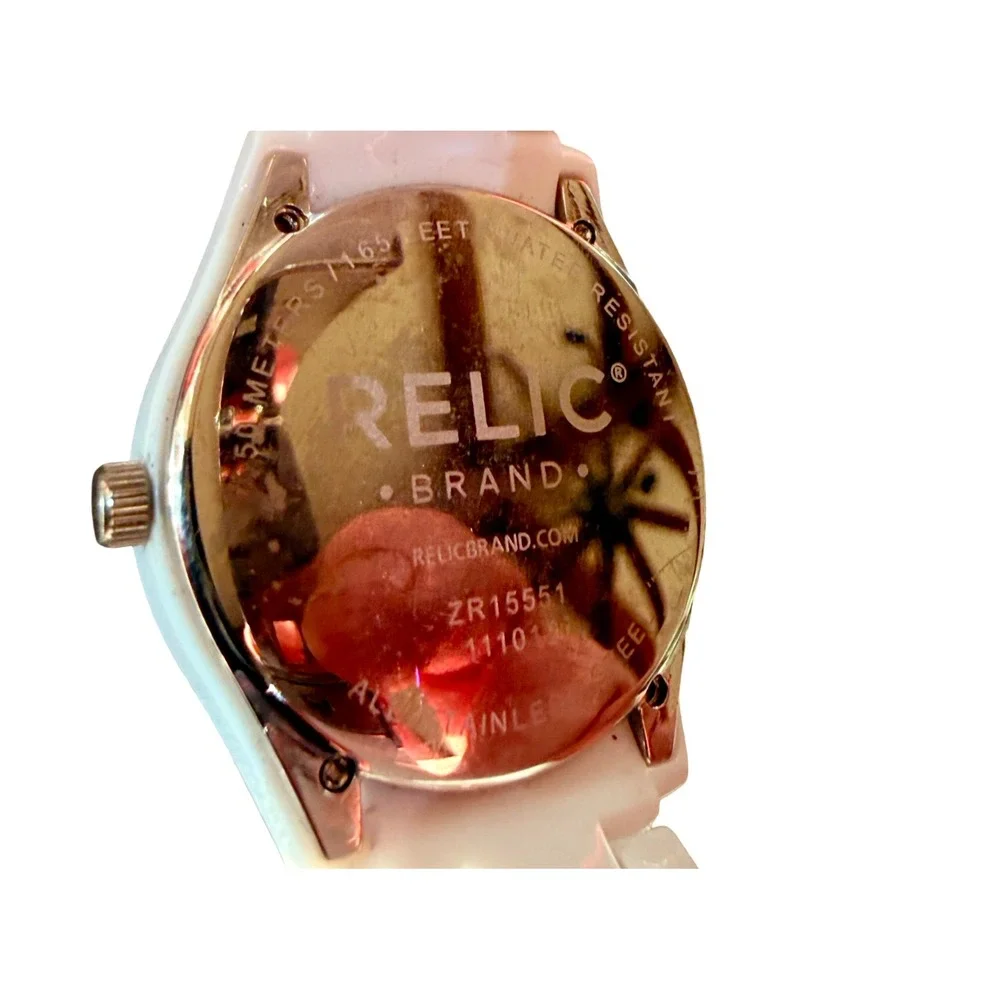 Relic ZR15551 White Ceramic Crystal Bezel Multifunction Women's Watch Works